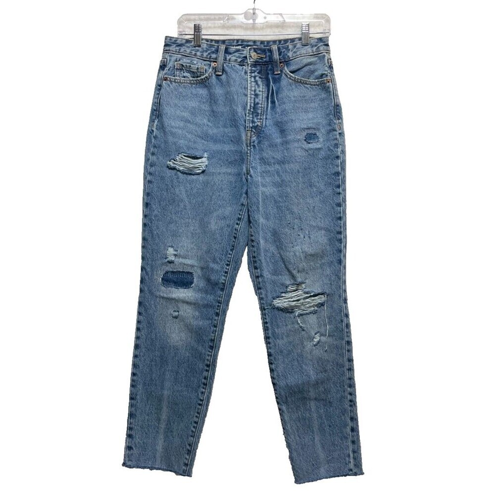 Old Navy Higher High-Waisted Button-Fly OG Straight Ripped Non-Stretch Jeans‎ 6